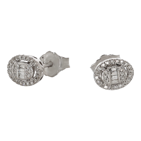 Cercei, Aur Alb, 14 k, 1.26 gr, cu Diamante, Cod Produs: 716652 - 2