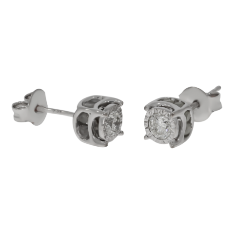 Cercei, Aur Alb, 14 k, 1.84 gr, cu Diamante, Cod Produs: 717301 - 2