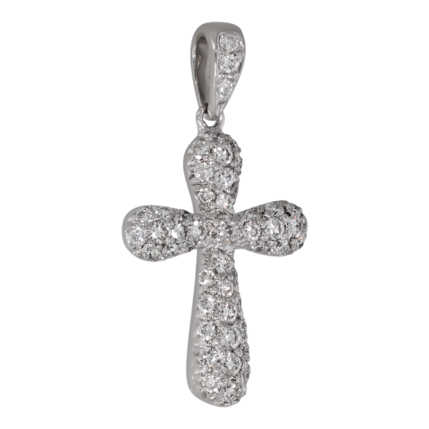 Pandantiv Cruce, Aur Alb, 18 k, 1.59 gr, cu Diamante, Cod Produs: 718673 - 2
