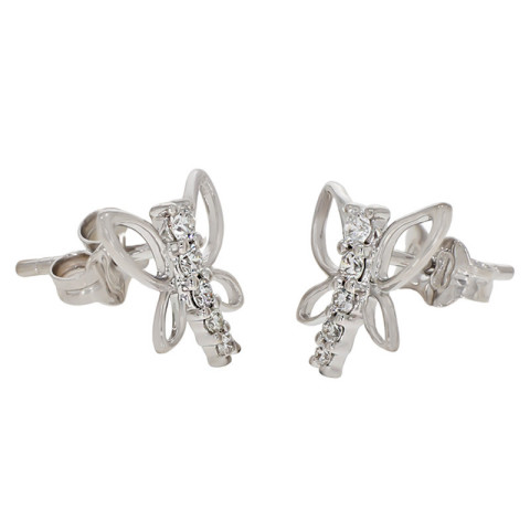 Cercei, Aur Alb, 18 k, 1.57 gr, cu Diamante, Cod Produs: 719267 - 2