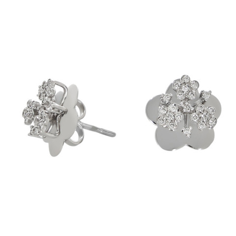 Cercei, Aur Alb, 18 k, 2.84 gr, cu Diamante, Cod Produs: 721213 - 2