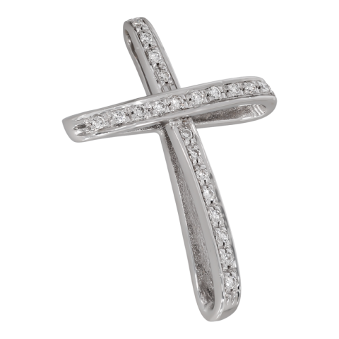 Cruce, Aur Alb, 18 k, 3.26 gr, cu Diamante, Cod Produs: 722517 - 2
