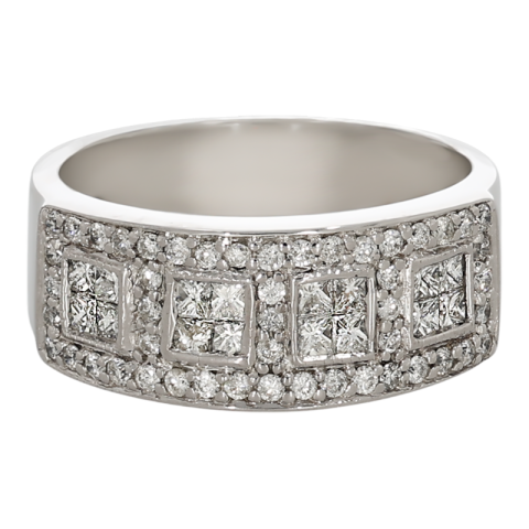 Inel, Aur Alb, 14 k, 6.28 gr, cu Diamante, Cod Produs: 724141 - 2