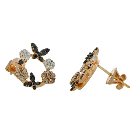 Cercei, Aur Roz, 18 k, 4.72 gr, cu Diamante, Cod Produs: 724150 - 2