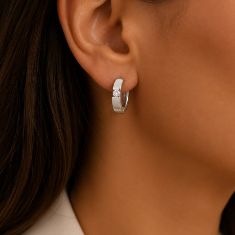 Cercei, Aur Alb, 18 k, 4.18 gr, cu Diamante, Cod Produs: 726873 - 3