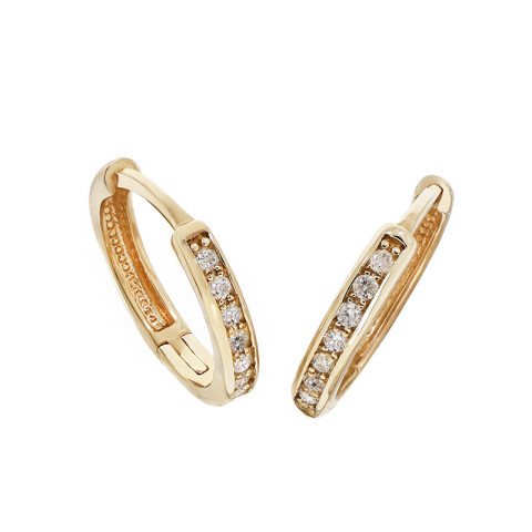 Cercei, Aur Galben, 14 k, 1.38 gr, cu Diamante, Cod Produs: 727987 - 2