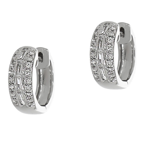 Cercei, Aur Alb, 14 k, 3.07 gr, cu Diamante, Cod Produs: 729494 - 2