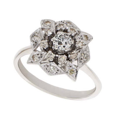 Inel, Aur Alb, 14 k, 4.99 gr, cu Diamante, Cod Produs: 729913 - 2