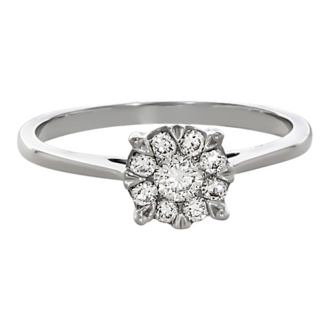 Inel, Aur Alb, 18 k, 1.86 gr, cu Diamante, Cod Produs: 730336 - 2