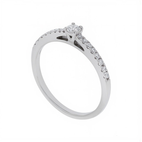 Inel, Aur Alb, 18 k, 1.76 gr, cu Diamante, Cod Produs: 732799 - 2
