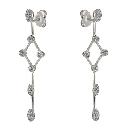 Cercei, Aur Alb, 18 k, 4.65 gr, cu Diamante, Cod Produs: 736278 - 2