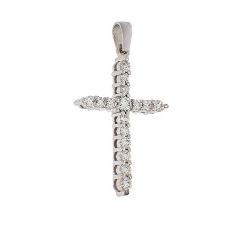 Pandantiv Cruce, Aur Alb, 14 k, 1.36 gr, cu Diamante, Cod Produs: 739032 - 2
