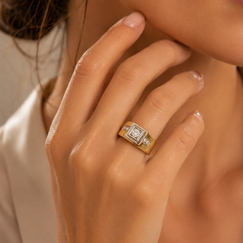 Inel, Aur Mixt, 14 k, 8.01 gr, cu Diamante, Cod Produs: 742087 - 3