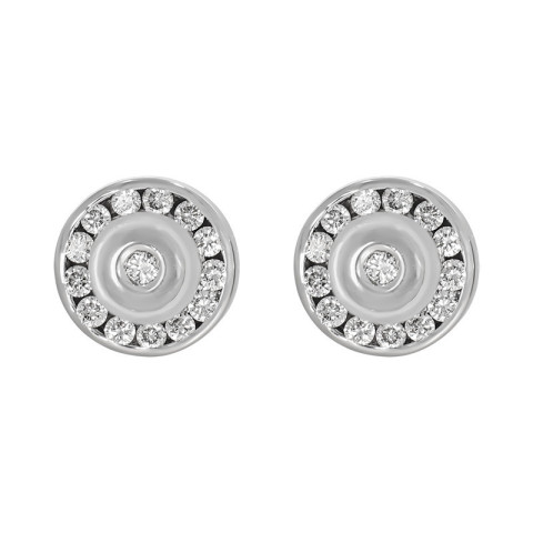 Cercei, Aur Alb, 18 k, 3.14 gr, cu Diamante, Cod Produs: 745046 - 2