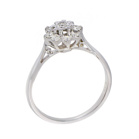 Inel De Logodna, Aur Alb, 18 k, 2.98 gr, cu Diamante, Cod Produs: 747714 - 2