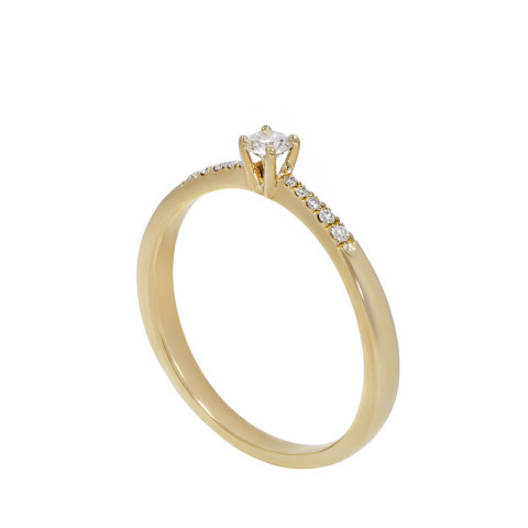 Inel De Logodna, Aur Galben, 18 k, 2.55 gr, cu Diamante, Cod Produs: 749839 - 2