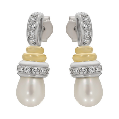 Cercei, Aur Alb, 18 k, 5.28 gr, cu Diamante, Cod Produs: 752373 - 2