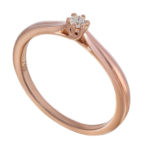 Inel, Aur Roz, 18 k, 2.32 gr, cu Diamante, Cod Produs: 754157 - 1