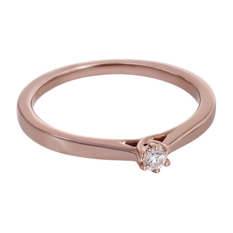 Inel, Aur Roz, 18 k, 2.32 gr, cu Diamante, Cod Produs: 754157 - 2