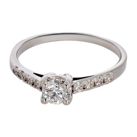 Inel De Logodna, Aur Alb, 18 k, 1.97 gr, cu Diamante, Cod Produs: 755937 - 2