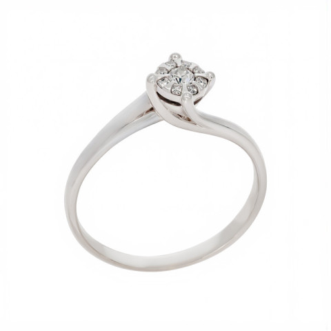 Inel De Logodna, Aur Alb, 18 k, 3.16 gr, cu Diamante, Cod Produs: 756158 - 2