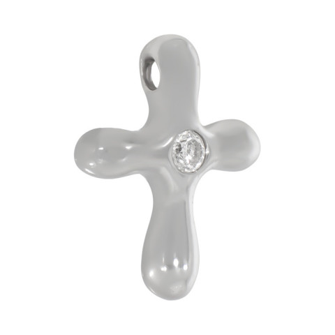 Pandantiv Cruce, Aur Alb, 14 k, 0.85 gr, cu Diamante, Cod Produs: 756214 - 2
