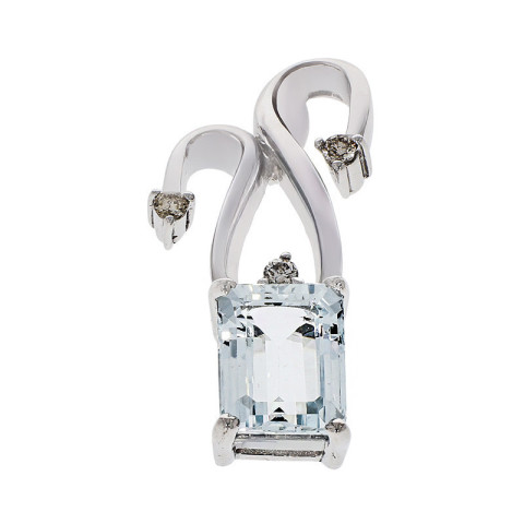 Pandantiv, Aur Alb, 14 k, 4.29 gr, cu Diamante, Cod Produs: 756217 - 2