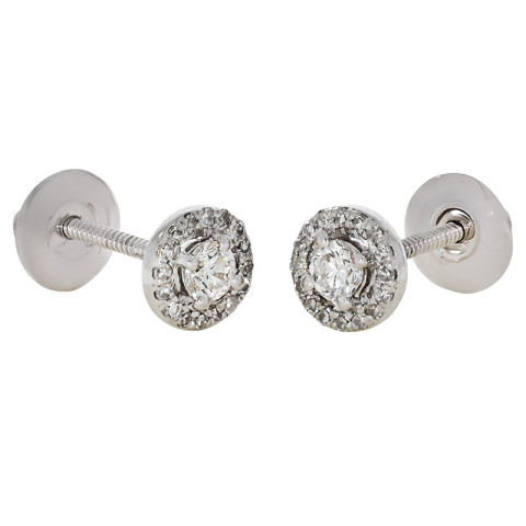 Cercei, Aur Alb, 18 k, 1.77 gr, cu Diamante, Cod Produs: 758008 - 2