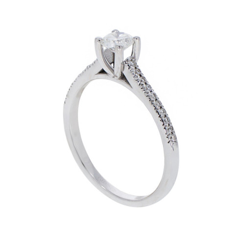 Inel De Logodna, Aur Alb, 14 k, 1.55 gr, cu Diamante, Cod Produs: 758604 - 2