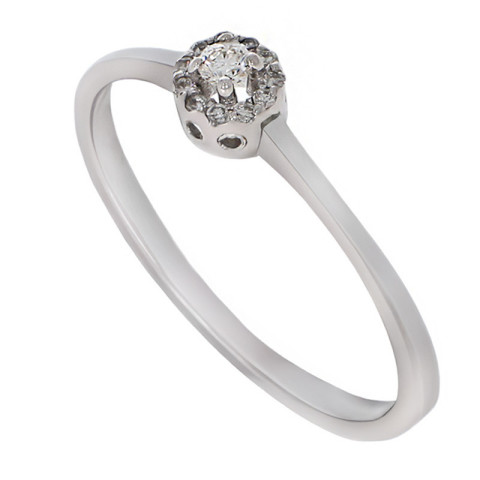Inel De Logodna, Aur Alb, 14 k, 1.14 gr, cu Diamante, Cod Produs: 760930 - 2