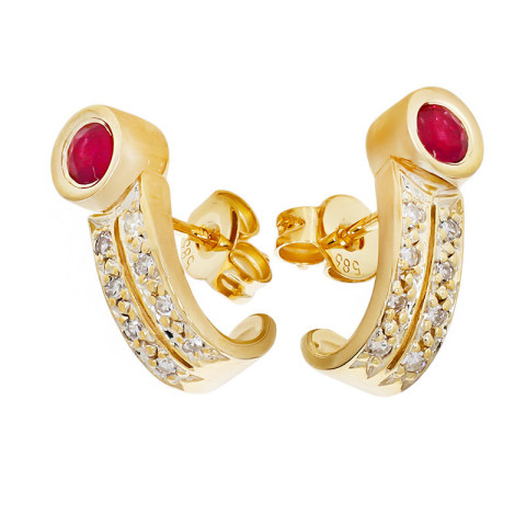 Cercei, Aur Galben, 14 k, 3.79 gr, cu Diamante, Cod Produs: 761653 - 2