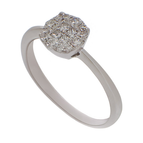 Inel, Aur Alb, 18 k, 2.68 gr, cu Diamante, Cod Produs: 764216 - 2