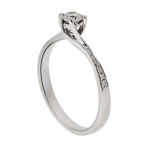 Inel De Logodna, Aur Alb, 14 k, 1.83 gr, cu Diamante, Cod Produs: 767077 - 2