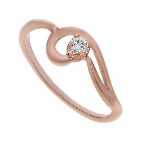 Inel De Logodna, Aur Roz, 14 k, 1.6 gr, cu Diamante, Cod Produs: 771581 - 2