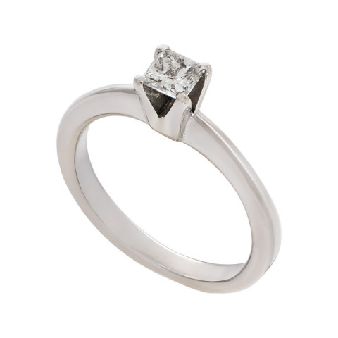 Inel De Logodna, Aur Alb, 18 k, 2.51 gr, cu Diamante, Cod Produs: 776525 - 2