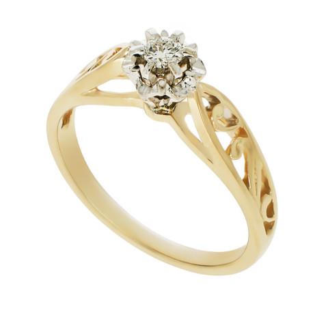 Inel De Logodna, Aur Mixt, 14 k, 2.57 gr, cu Diamante, Cod Produs: 777916 - 2
