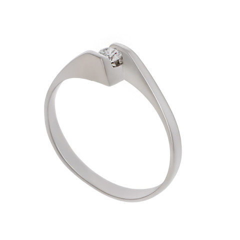 Inel De Logodna, Aur Alb, 18 k, 1.82 gr, cu Diamante, Cod Produs: 781911 - 2