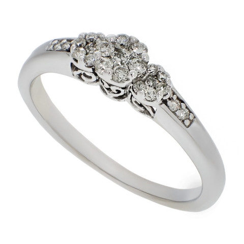 Inel, Aur Alb, 14 k, 2.19 gr, cu Diamante, Cod Produs: 783254 - 2