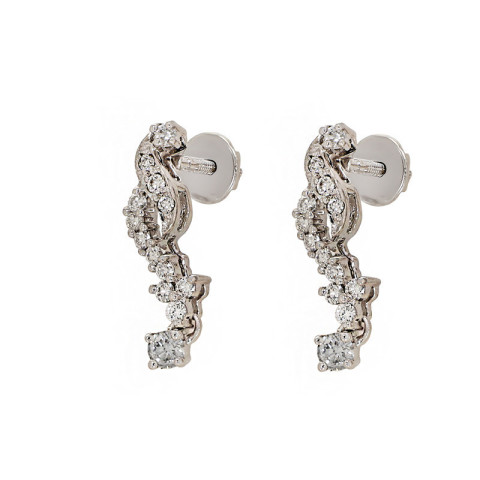 Cercei, Aur Alb, 18 k, 3.09 gr, cu Diamante, Cod Produs: 786169 - 2