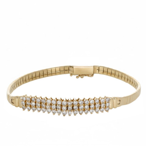 Bratara, Aur Galben, 14 k, 10.08 gr, cu Diamante, Cod Produs: 788845 - 2