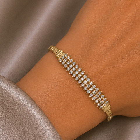 Bratara, Aur Galben, 14 k, 10.08 gr, cu Diamante, Cod Produs: 788845 - 3