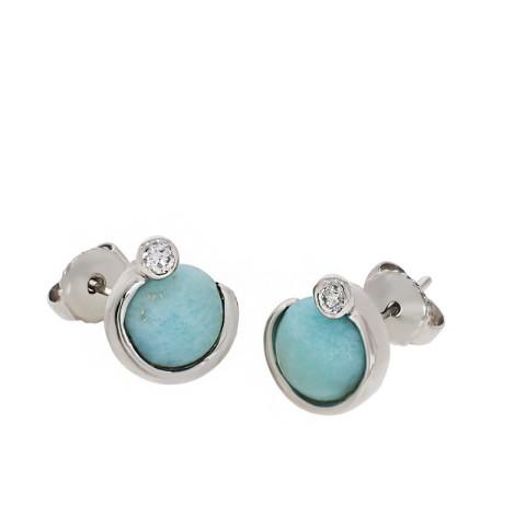 Cercei, Aur Alb, 14 k, 2.22 gr, cu Diamante, Cod Produs: 790118 - 2