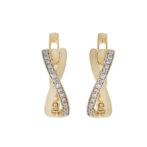 Cercei, Aur Galben, 18 k, 2.65 gr, cu Diamante, Cod Produs: 790617 - 2