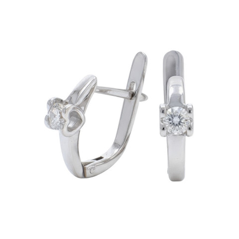 Cercei, Aur Alb, 14 k, 2.57 gr, cu Diamante, Cod Produs: 792080 - 2