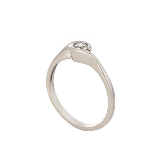 Inel De Logodna, Aur Alb, 14 k, 2.22 gr, cu Diamante, Cod Produs: 792465 - 2