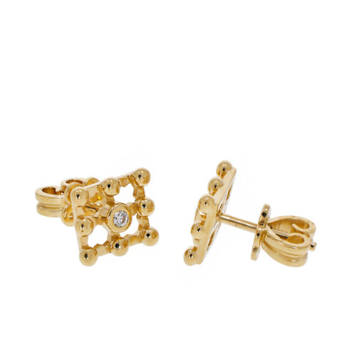 Cercei, Aur Galben, 14 k, 1.81 gr, cu Diamante, Cod Produs: 795516 - 2