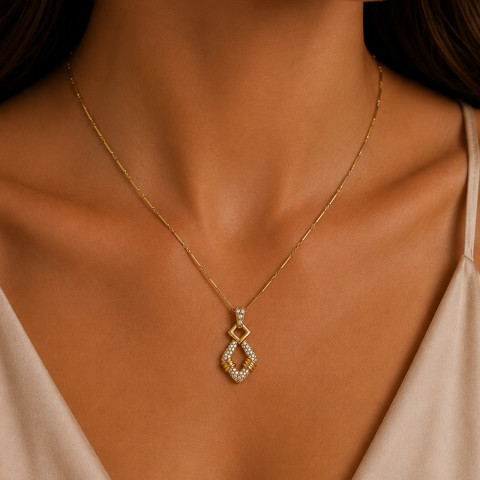 Colier, Aur Galben, 18 k, 14.03 gr, cu Diamante, Cod Produs: 797133 - 3