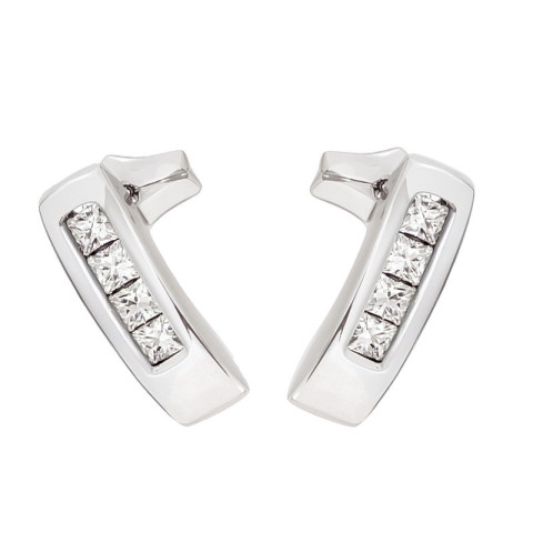 Cercei, Aur Alb, 18 k, 1.55 gr, cu Diamante, Cod Produs: 797451 - 2
