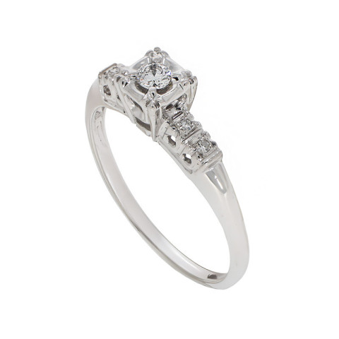 Inel De Logodna, Aur Alb, 14 k, 1.75 gr, cu Diamante, Cod Produs: 804518 - 2