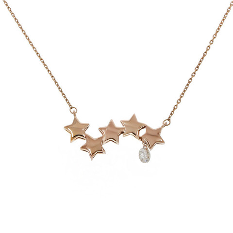 Colier, Aur Roz, 18 k, 2.2 gr, cu Diamante, Cod Produs: 805885 - 2